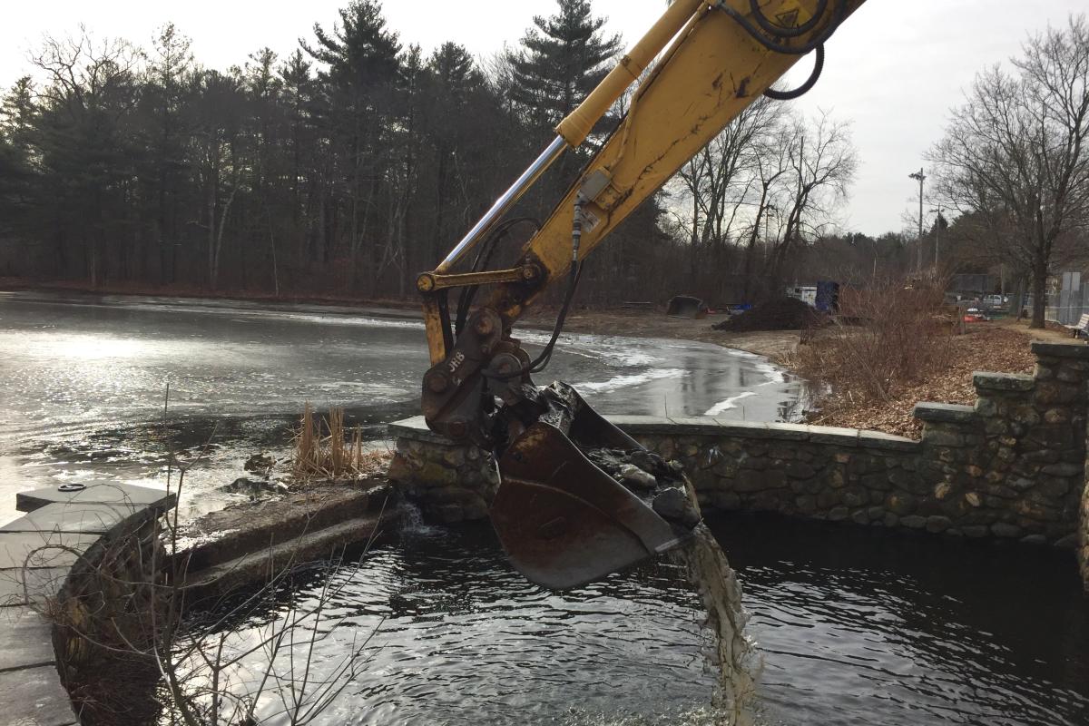 1/29/19 - cleaning in front of dam