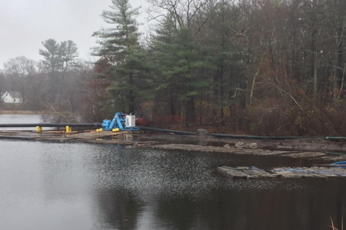 November Rain filled pond. Bigger pump installed.