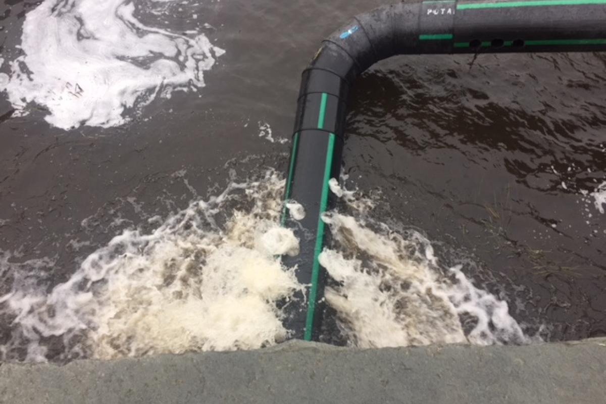 Dewatering pipe at bridge