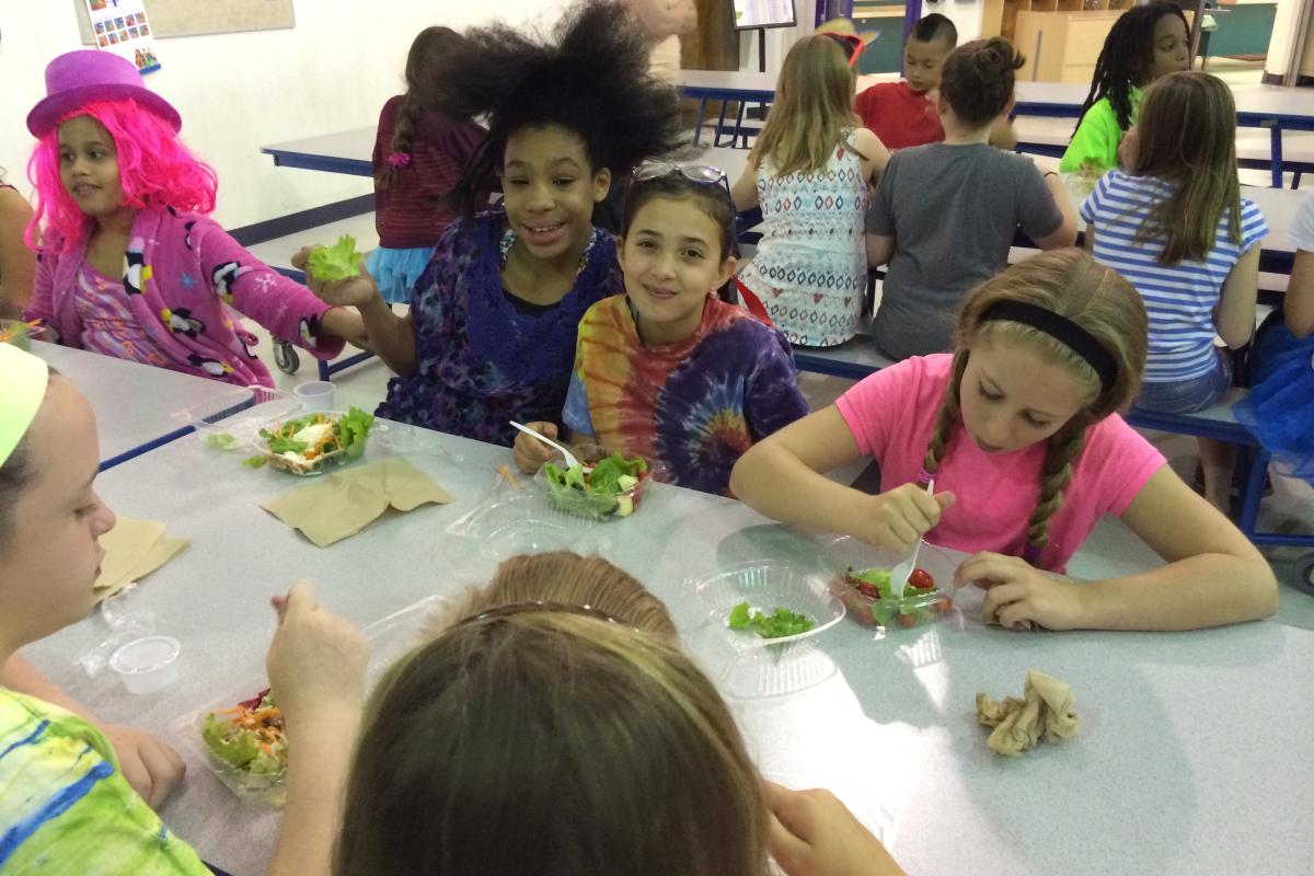 The students were able to enjoy a healthy salad with the lettuce from their very own school garden!
