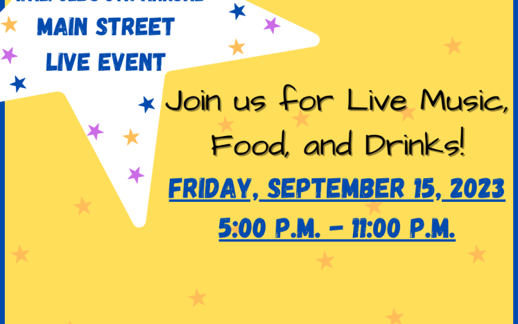 Main Street Live, 9/15/23, town common, 5:00 P.M. - 11:00 P.M.